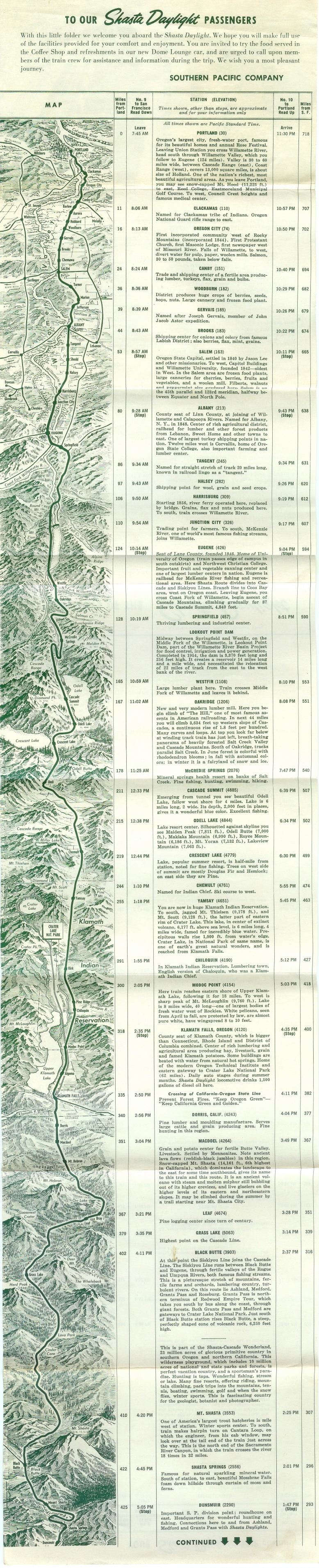 Southern Pacific Shasta Daylight Brochure